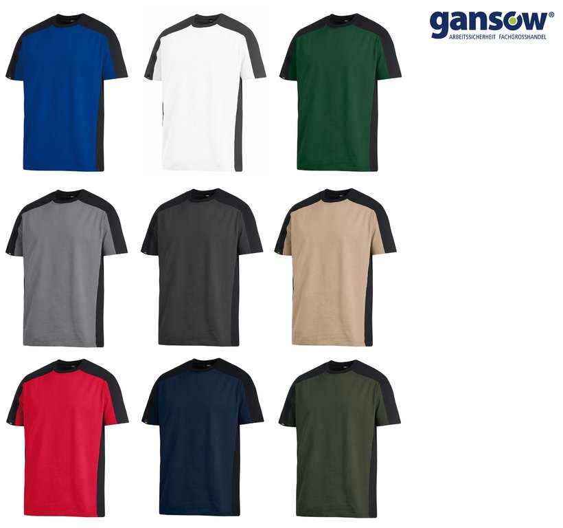 FHB T-Shirt MARC 90690 Arbeitsshirt zweifarbig Rundhalsausschnitt 100% Baumwolle 
